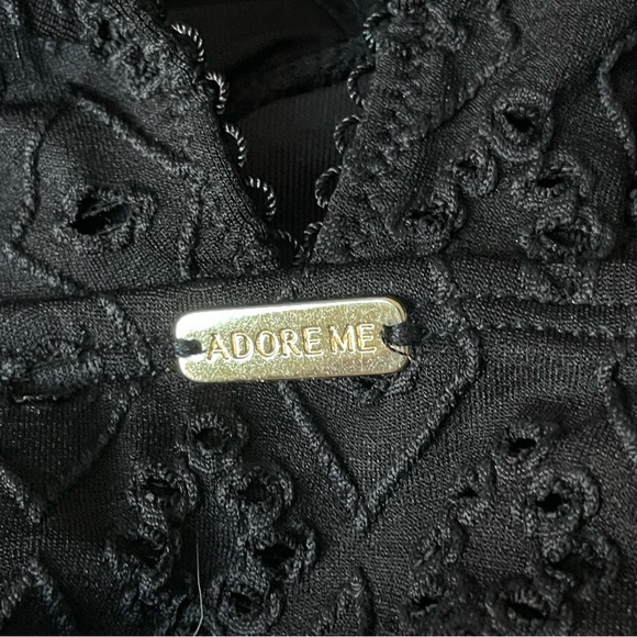 New! Adore Me Melony Contour Swimsuit Jet Black Eyelet Size L 47337 - Picture 7 of 15